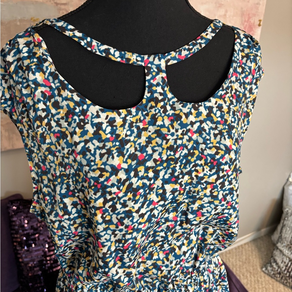 BCBGeneration Blue and White‎ Halter Mini Dress Size Large - Picture 4 of 11